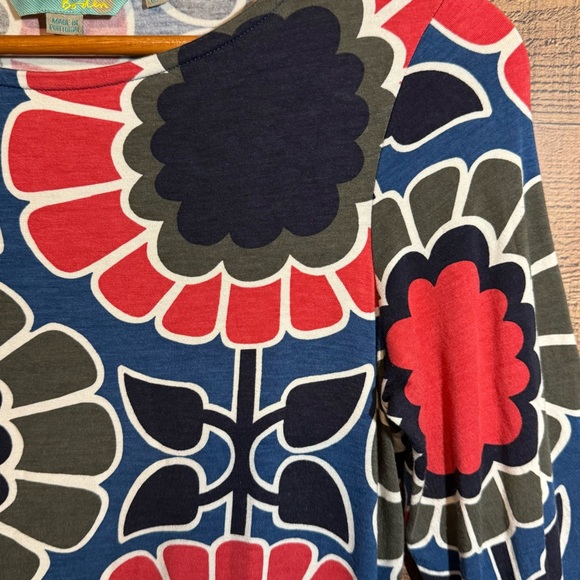 Boden Women's Funky Flowers Retro Floral 3/4 Sleeve Jersey Dress Tunic size 6 - Picture 3 of 8